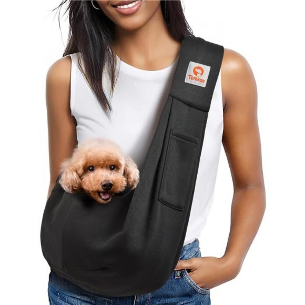 Small Dog Sling Carrier Classic Pocket & Classic Strap for 3-10 lbs Pets